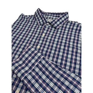 Peter Millar Summer Comfort Shirt Mens‎ Button Down Long Sleeve Blue Plaid XXL